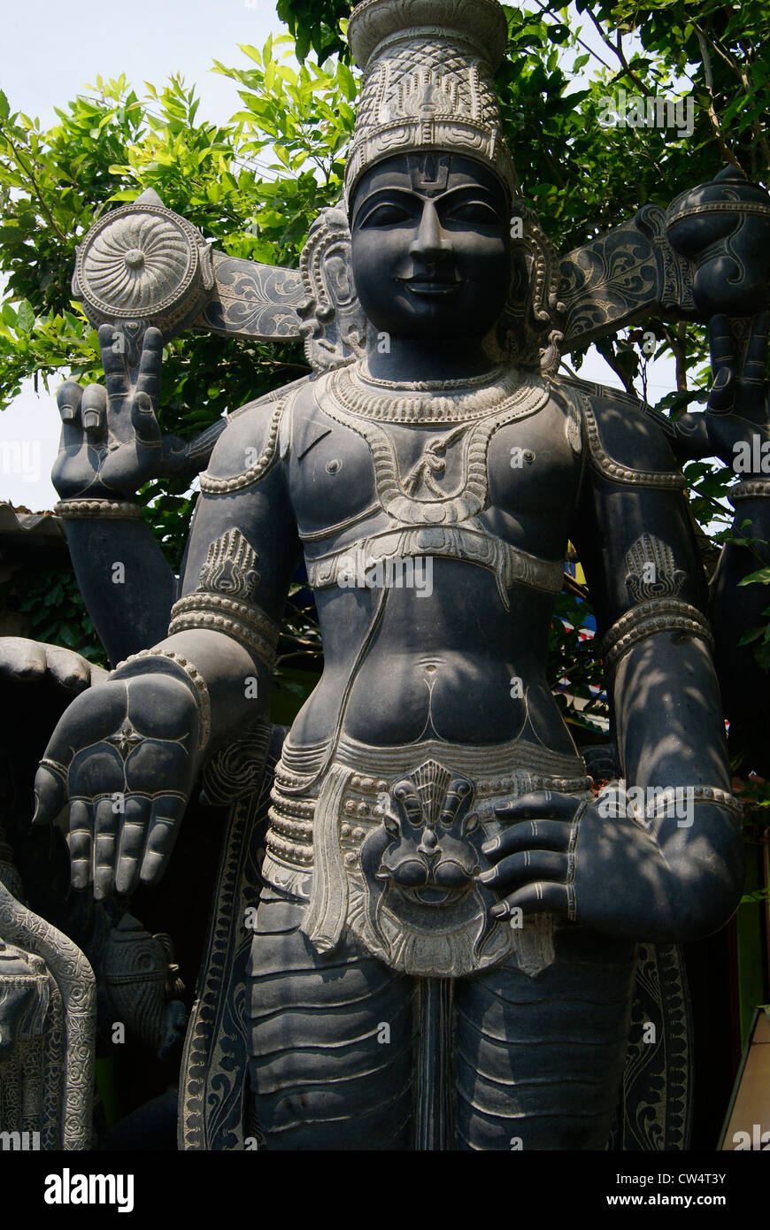 Venkateswara-Lord Vishnu Hindu Gott Gottheit Steinskulptur in Mahabalipuram Tamil Nadu in Indien Stockfoto