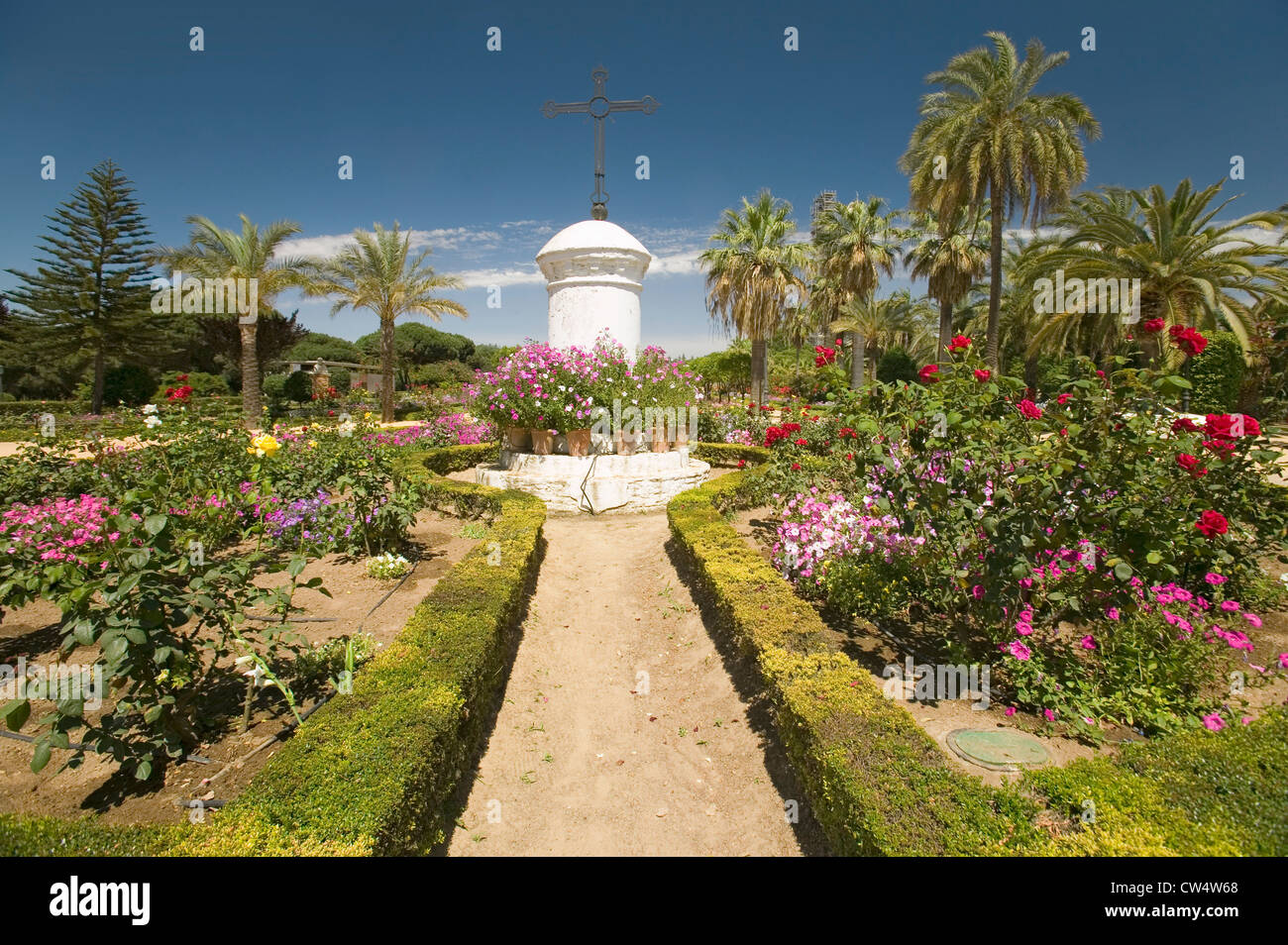 Gärten des 15. Jahrhunderts Franziskaner Monasterio de Santa María De La Rábida Palos De La Frontera Weltkulturerbe Menschheit in Huelva Stockfoto