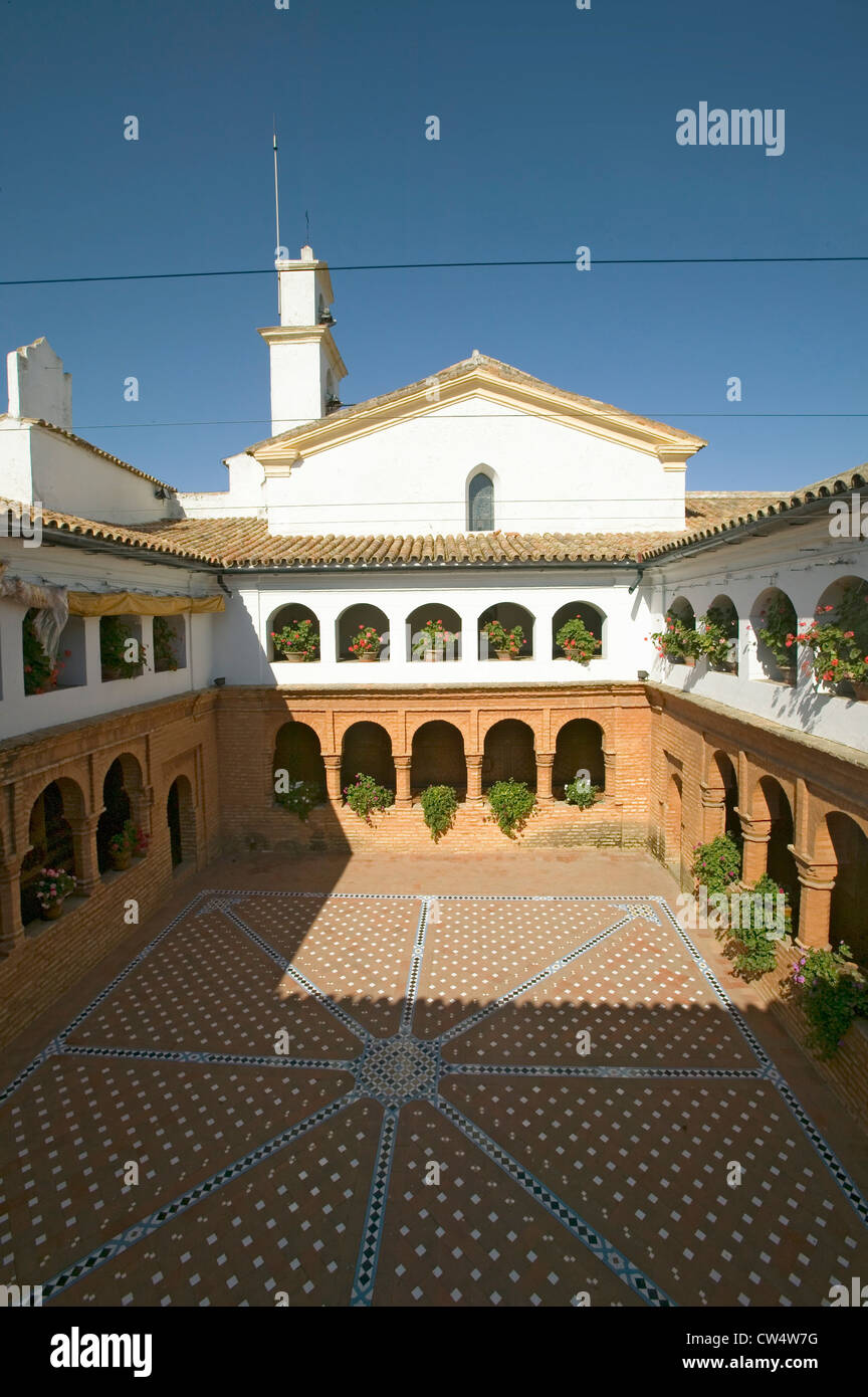 Mirador Brüder und oberen Kreuzgang und Mudejar-Stil Hof 15. Jahrhundert Franziskaner Monasterio de Santa María De La Rábida Stockfoto