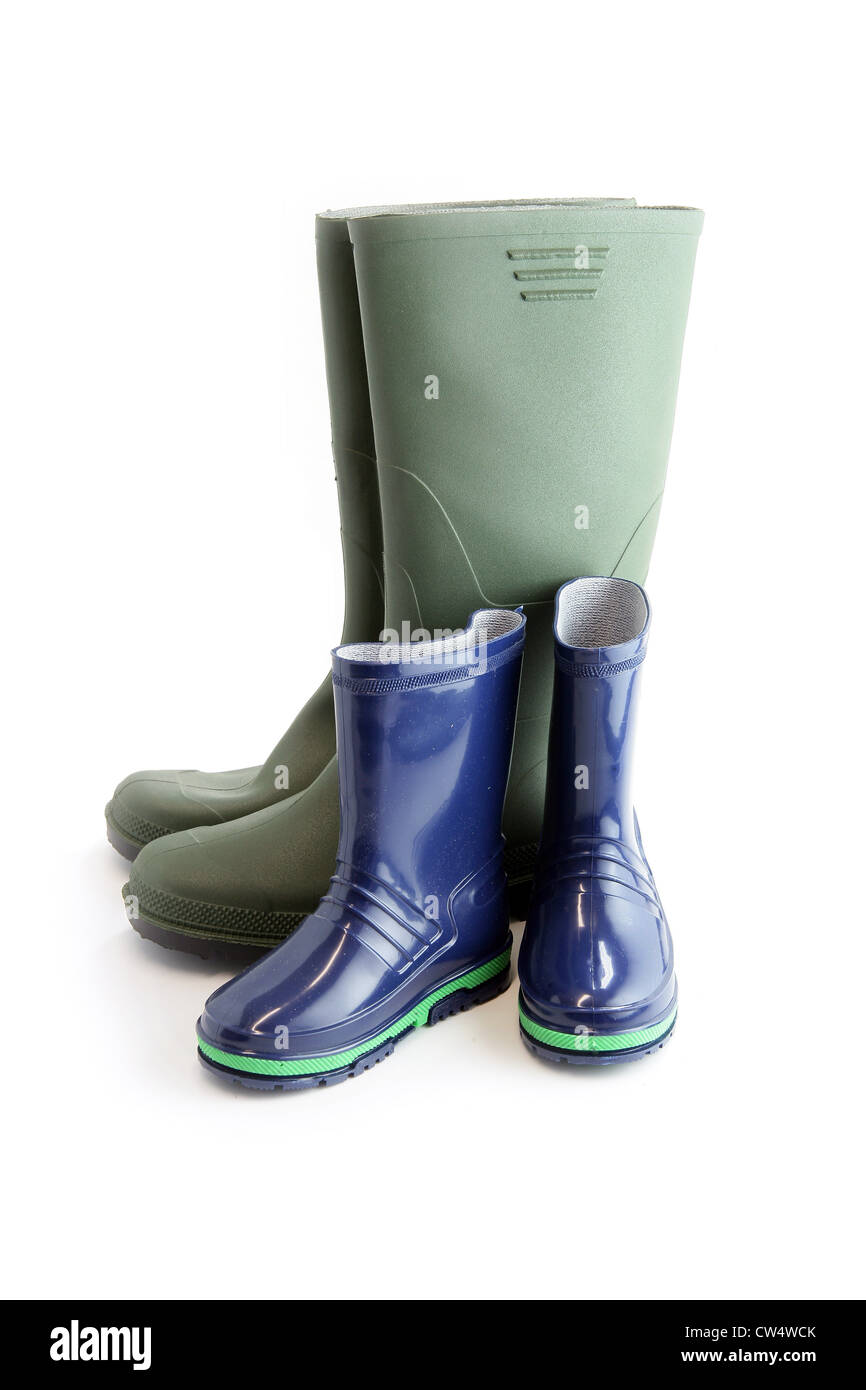 Zwei Paar Gummistiefel Stockfoto