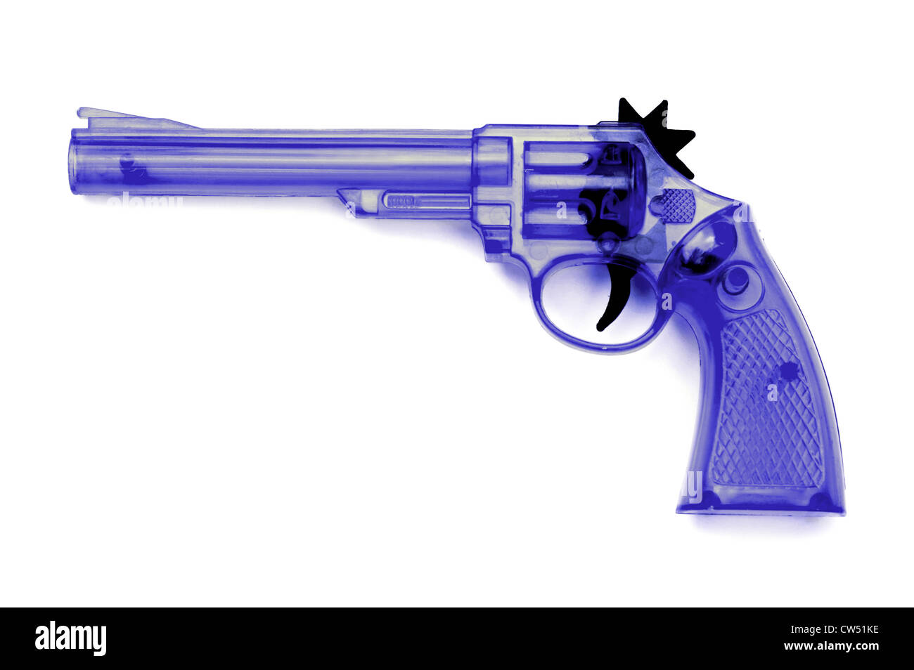 Kunststoff Spielzeugpistole für Kind, auf einem weißen Hintergrund Stockfoto