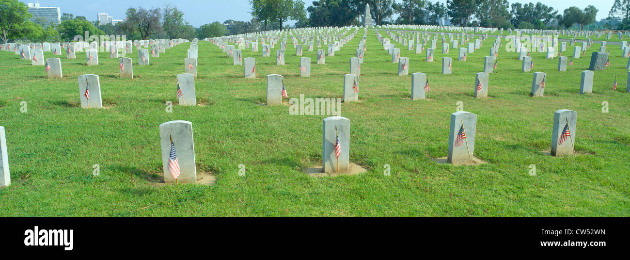 Veteranen-Staatsangehörig-Kirchhof am Veteranentag, Los Angeles, Kalifornien Stockfoto