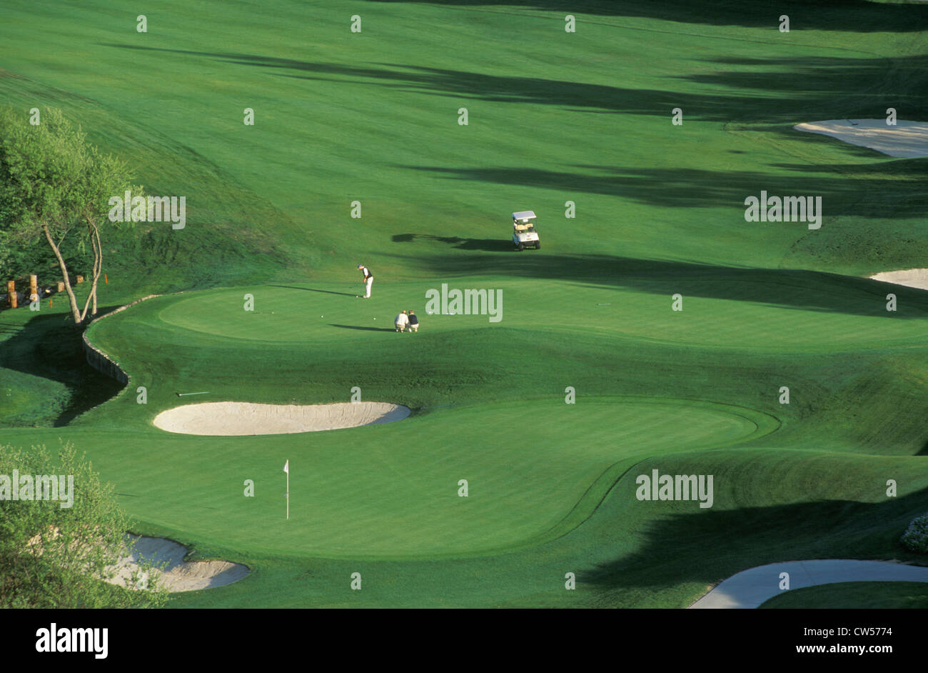 Malerischen Überblick über Grüns, Golfplatz, CA Stockfoto