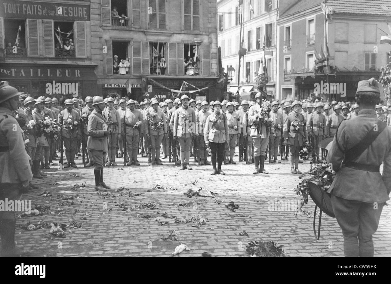 Rückkehr des 132. Regiments in Fontenay-sous-Bois Stockfoto