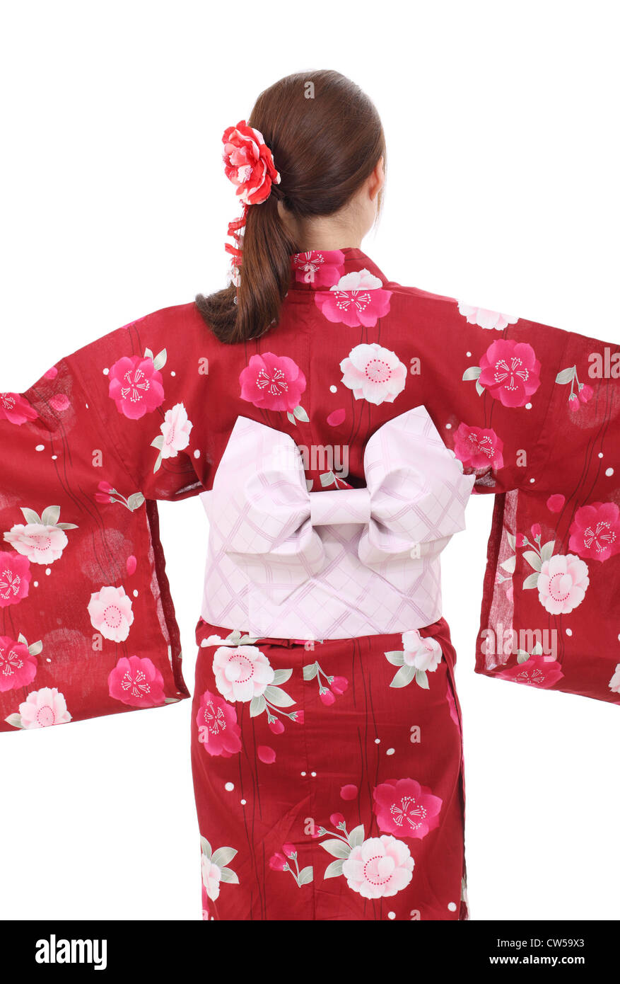 Junge Asiatin in der Kleidung des Kimono, Ansicht von hinten  Stockfotografie - Alamy