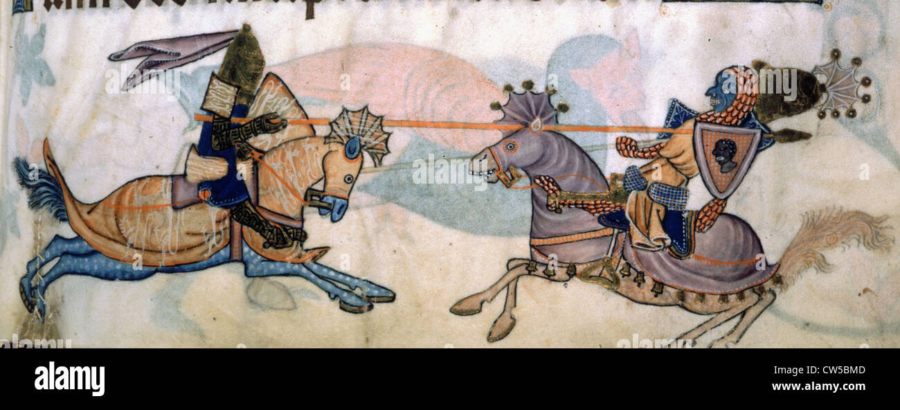 Luttrell-Psalter, f ° 82: Richard ich das Löwenherz und Saladin Stockfoto