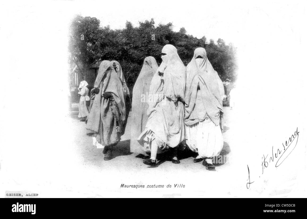 Postkarte, verschleierte Frauen Stockfoto
