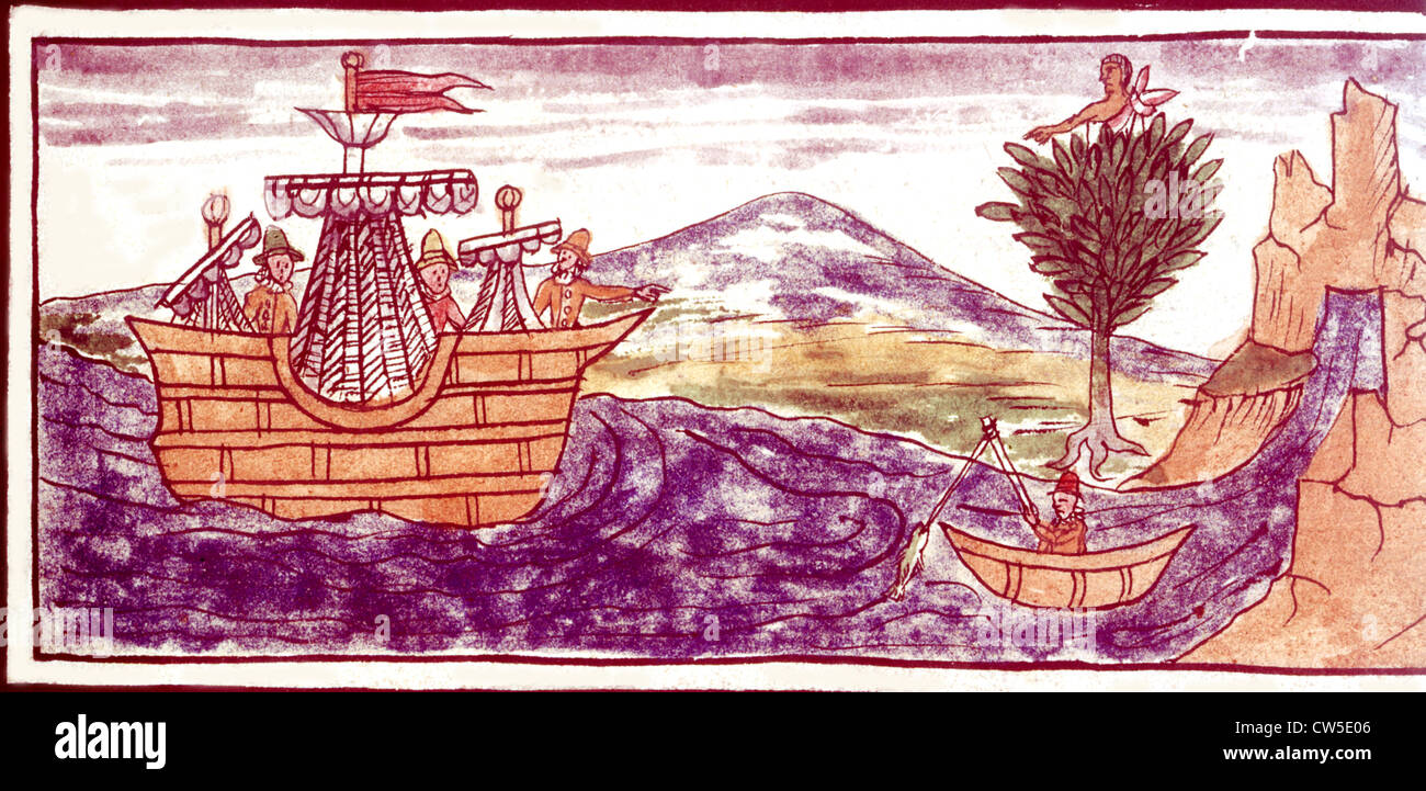 Miniatur in "Codice de Duran: Historia de Las Indias. Stockfoto