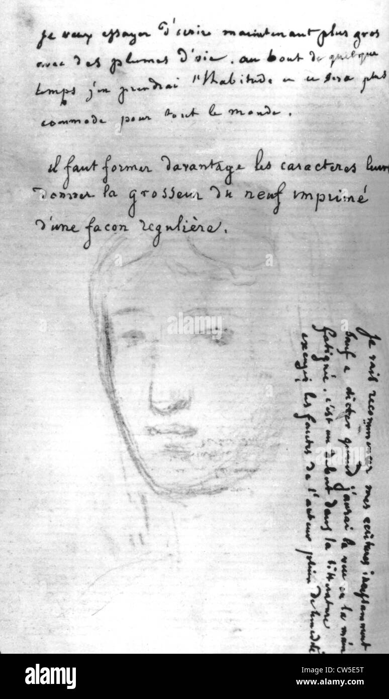 Théophile Gautiers letzten Autogramm Zeilen, geschrieben in Neuilly Stockfoto