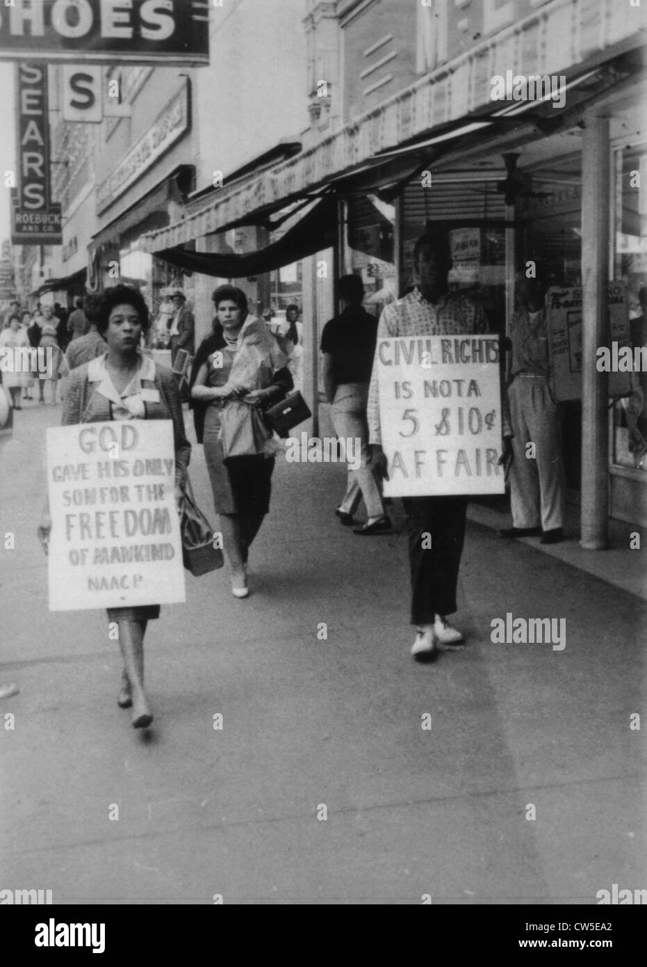 Schwarze Amerikaner demonstrieren für Bürgerrechte Stockfoto