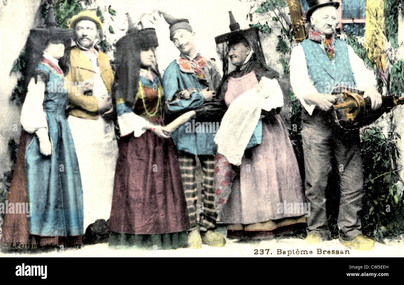 Taufe in der französischen Landschaft von Bresse, c.1920 Stockfoto