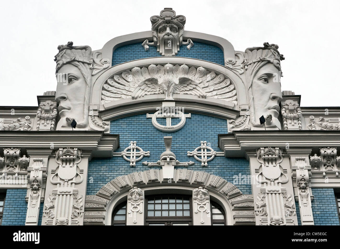 Art Nouveau Gebäude in Riga Lettland. Stockfoto