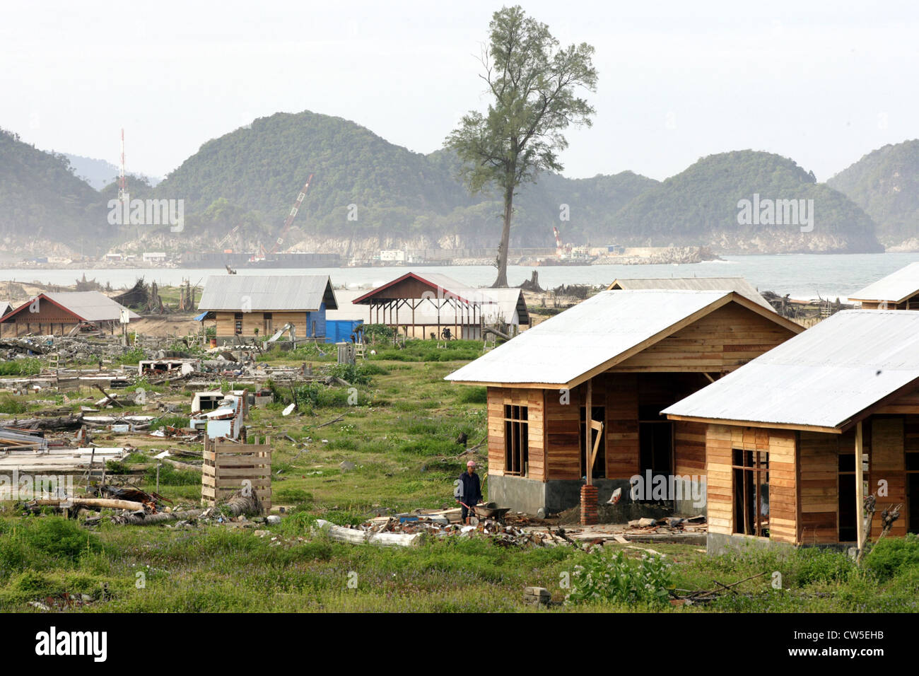 Wiederaufbau des Dorfes Tsunami verwüsteten Lhoknga Stockfoto