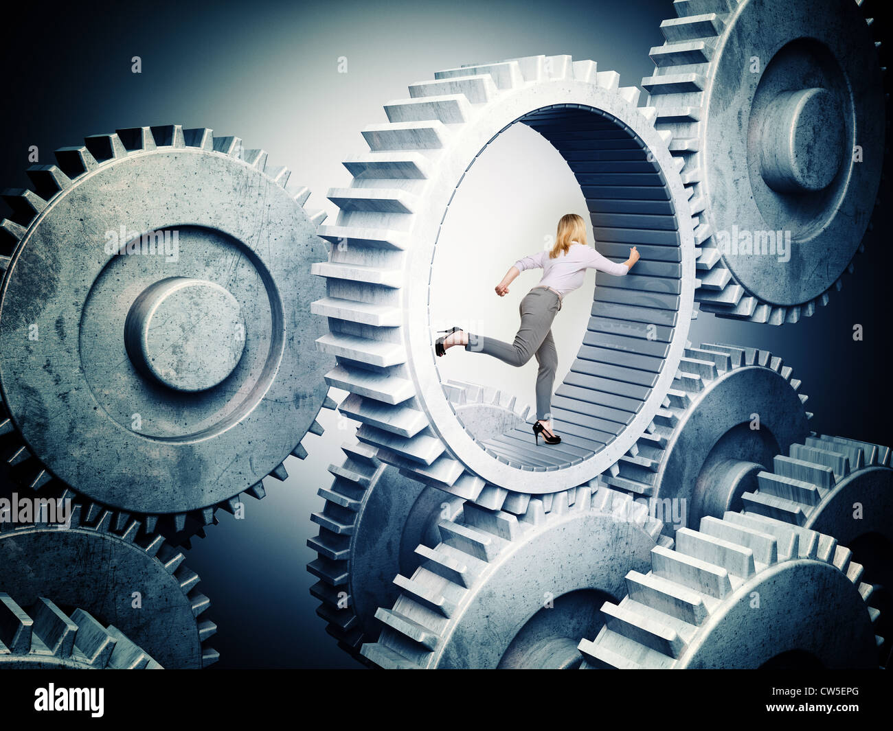 laufenden Frau in Metal gear 3d Stockfoto