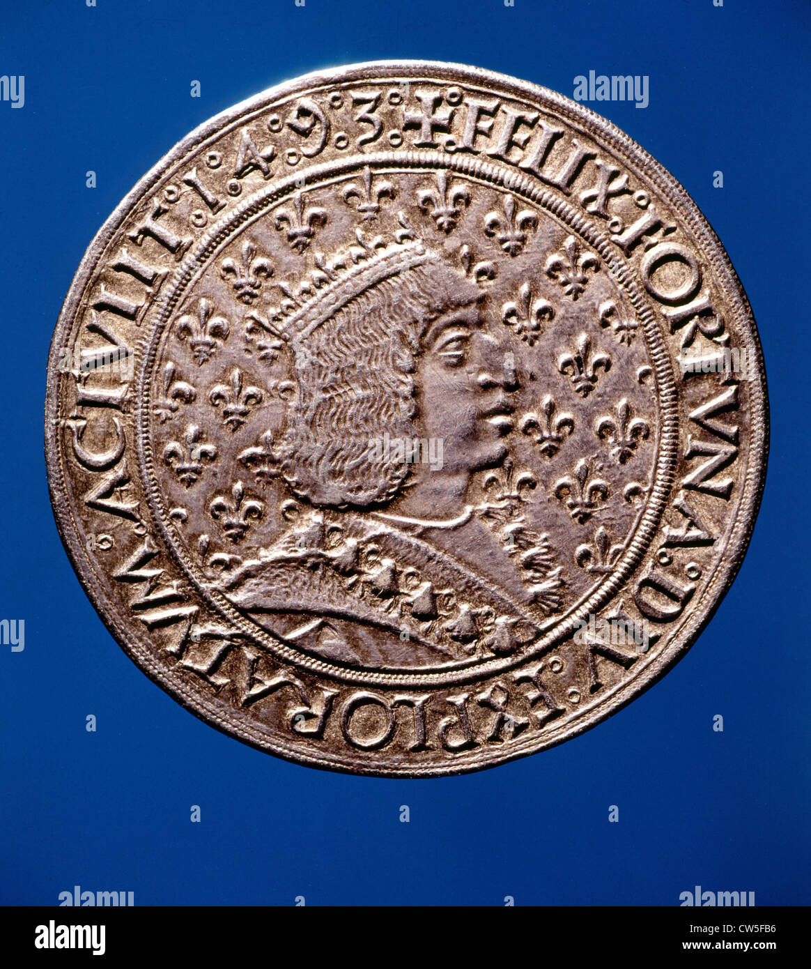 Silbermedaille, Charles VIII (1470-1498) Stockfoto