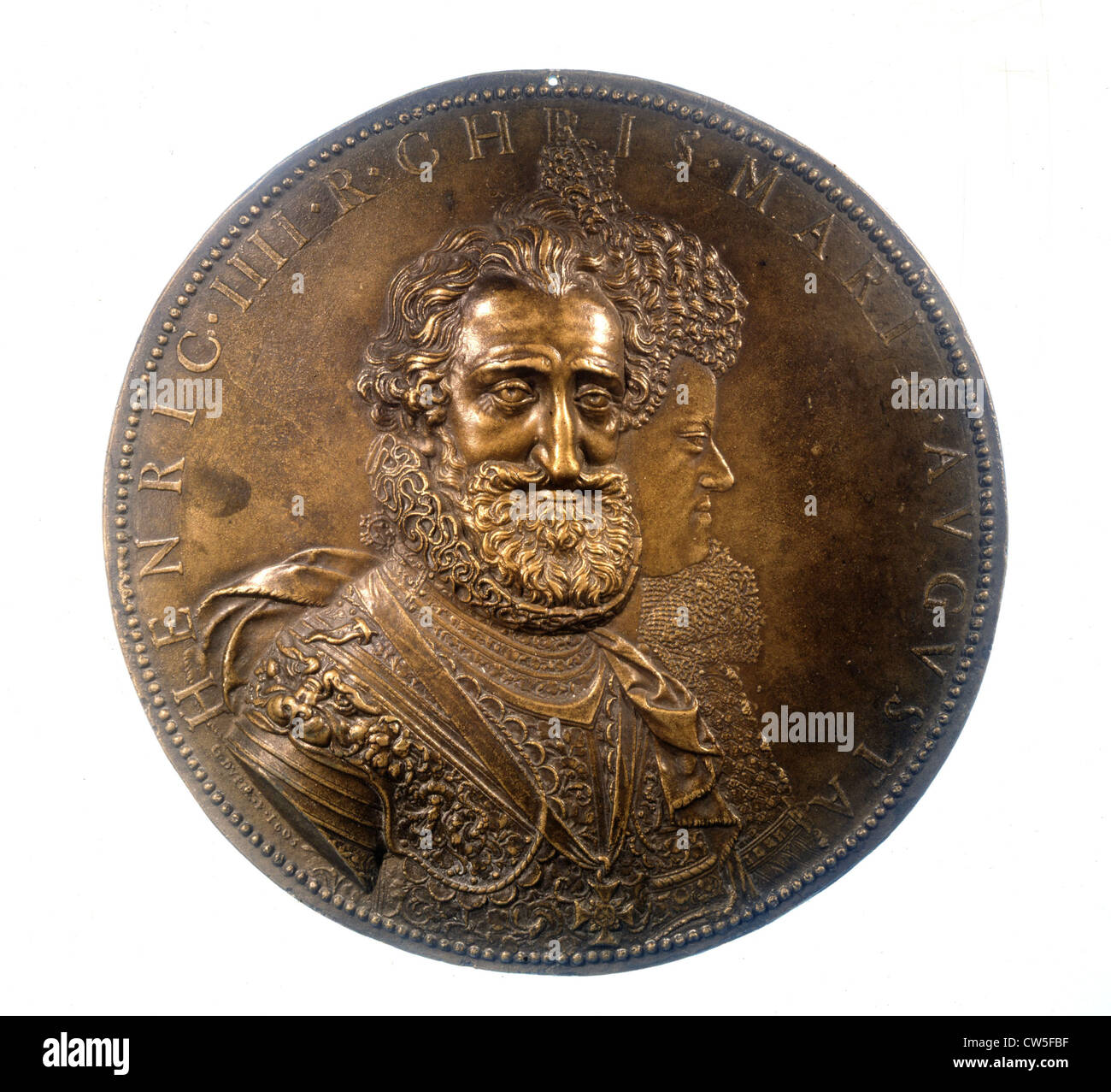 Bronze-Medaille von G. Dupré, Henri IV. (1553-1610) und Marie de Médicis (1573-1642) Stockfoto