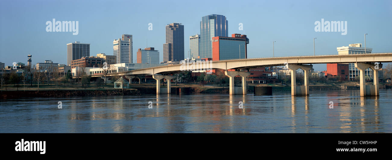 Panorama des Arkansas River und die Skyline in Little Rock, Arkansas Stockfoto
