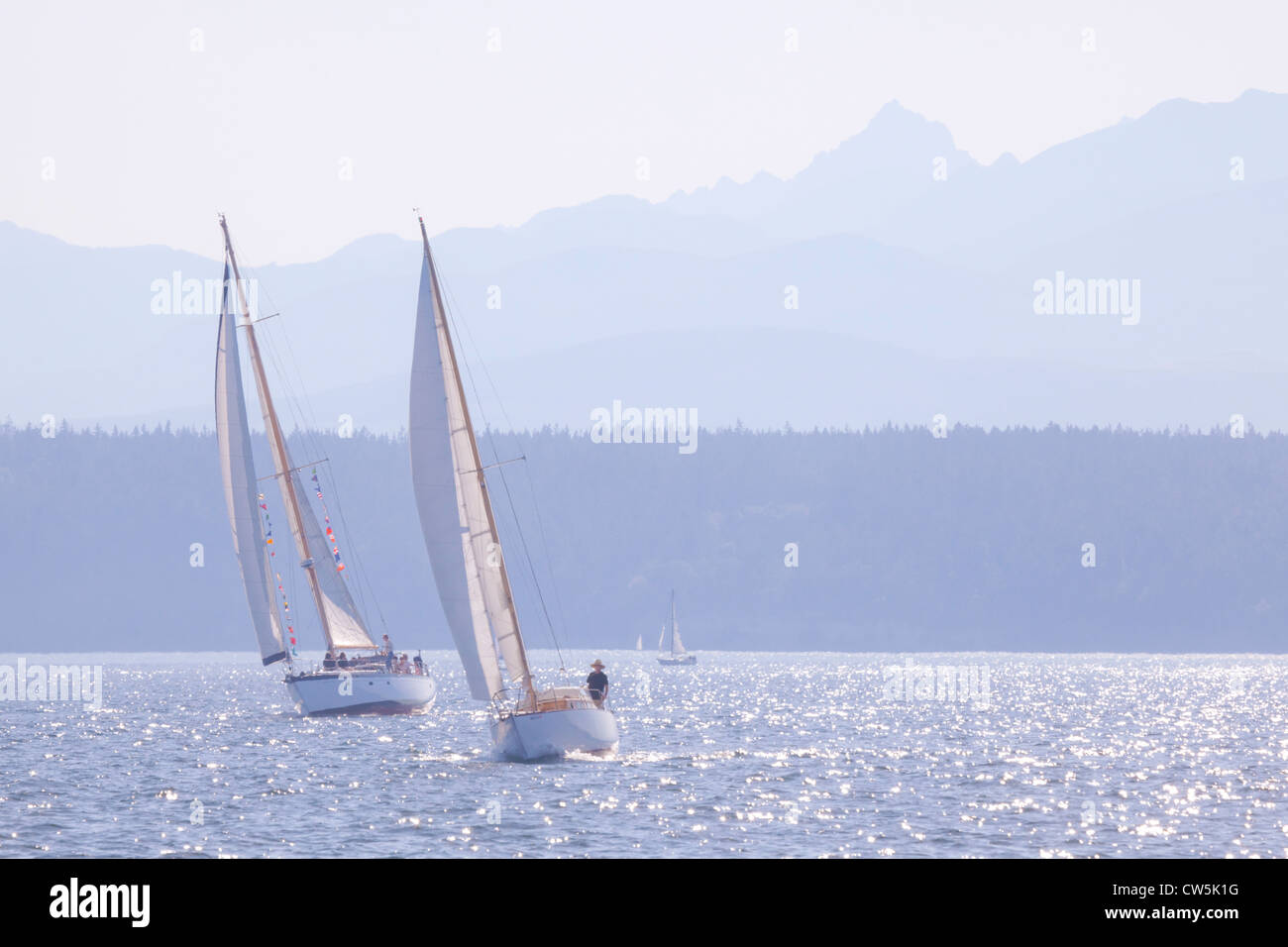 Segelboote, die Rennen in den Ozean, Port Townsend, Washington State, USA Stockfoto