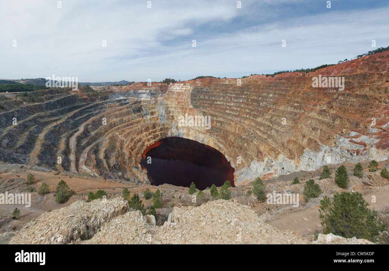 Pano Corta Atalaya, das größte Tagebau-mine in Europa. Minas de Riotinto, Huelva, Andalusien, Spanien Stockfoto