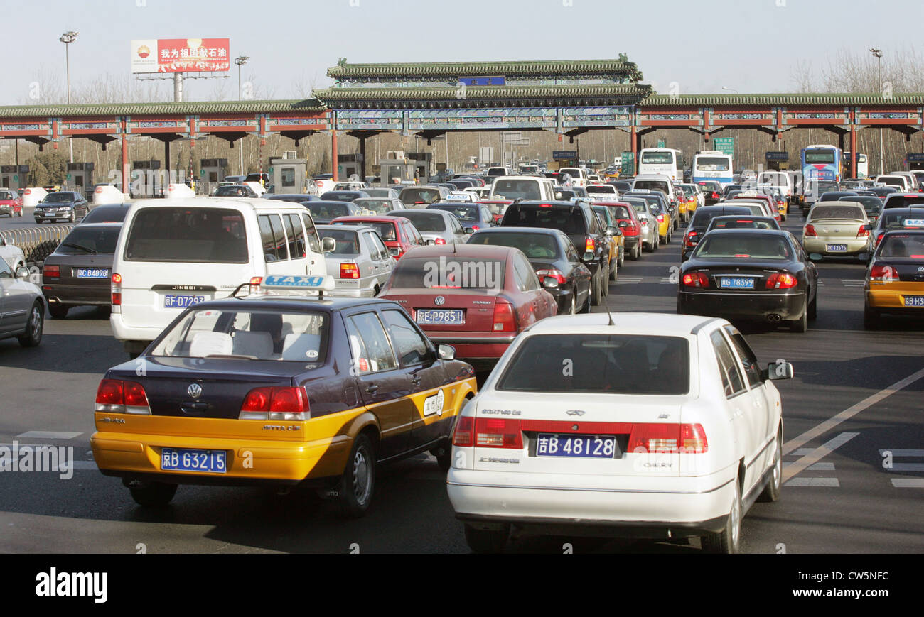 Beijing Stau an einer Mautstelle Stockfoto