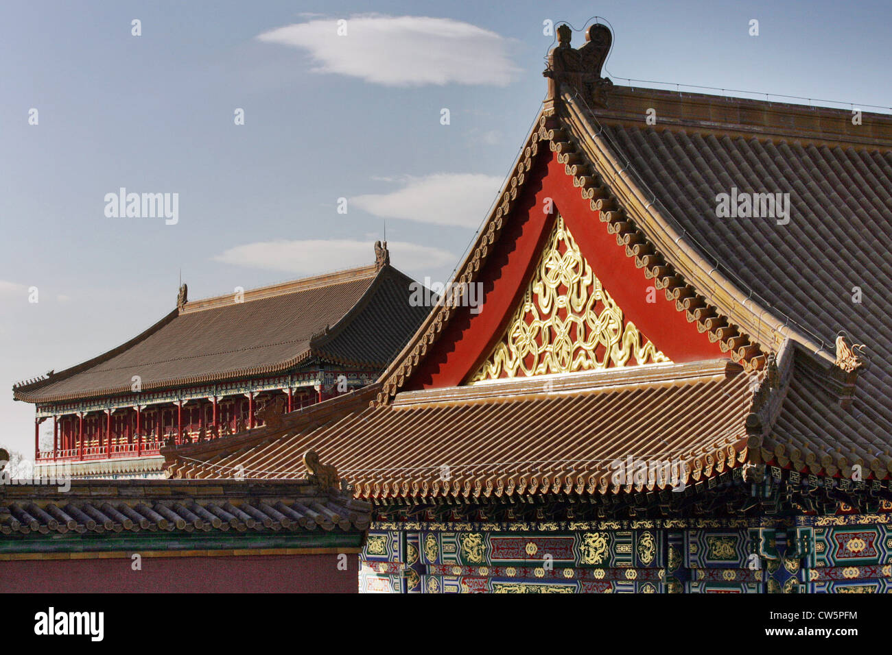 Peking, Dächer von Gebäuden in der verbotenen Stadt Stockfoto