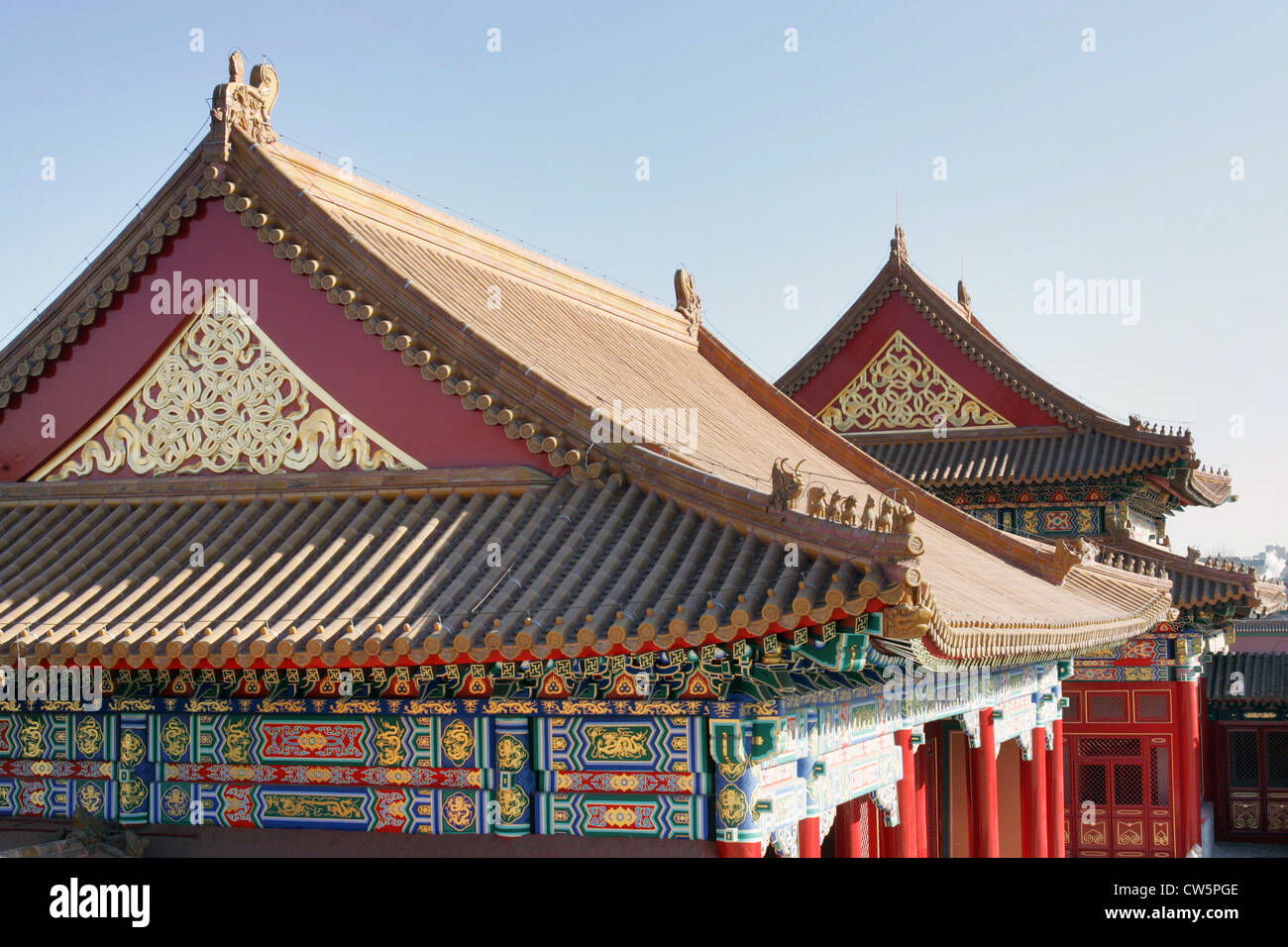 Peking, Dächer von Gebäuden in der verbotenen Stadt Stockfoto