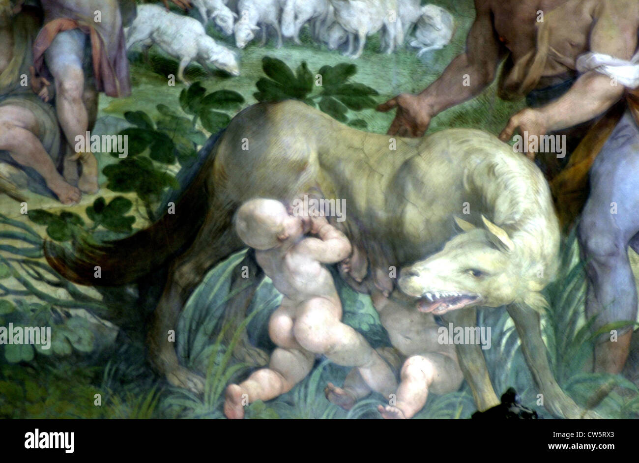 Detail des Freskos auf Romulus und Remus Stockfoto