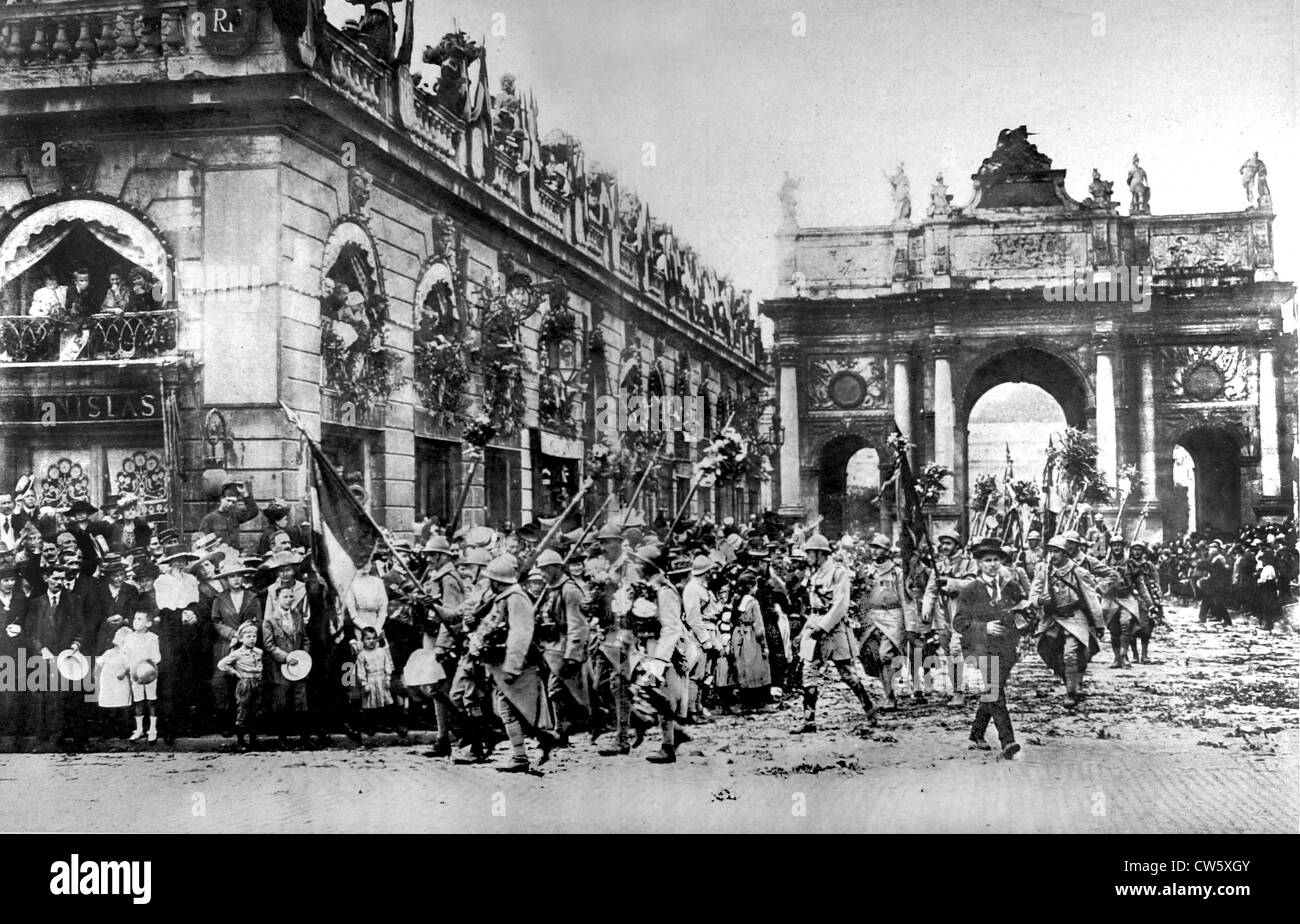Truppen des glorreichen 20. Armeekorps Rückkehr in Nancy (27. Juli 1919) Stockfoto