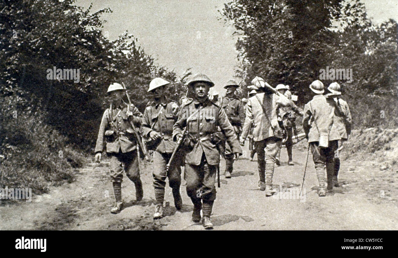 Ersten Weltkrieg. An der Somme-Front: der Weg verbindet die alliierten Armeen. Stockfoto