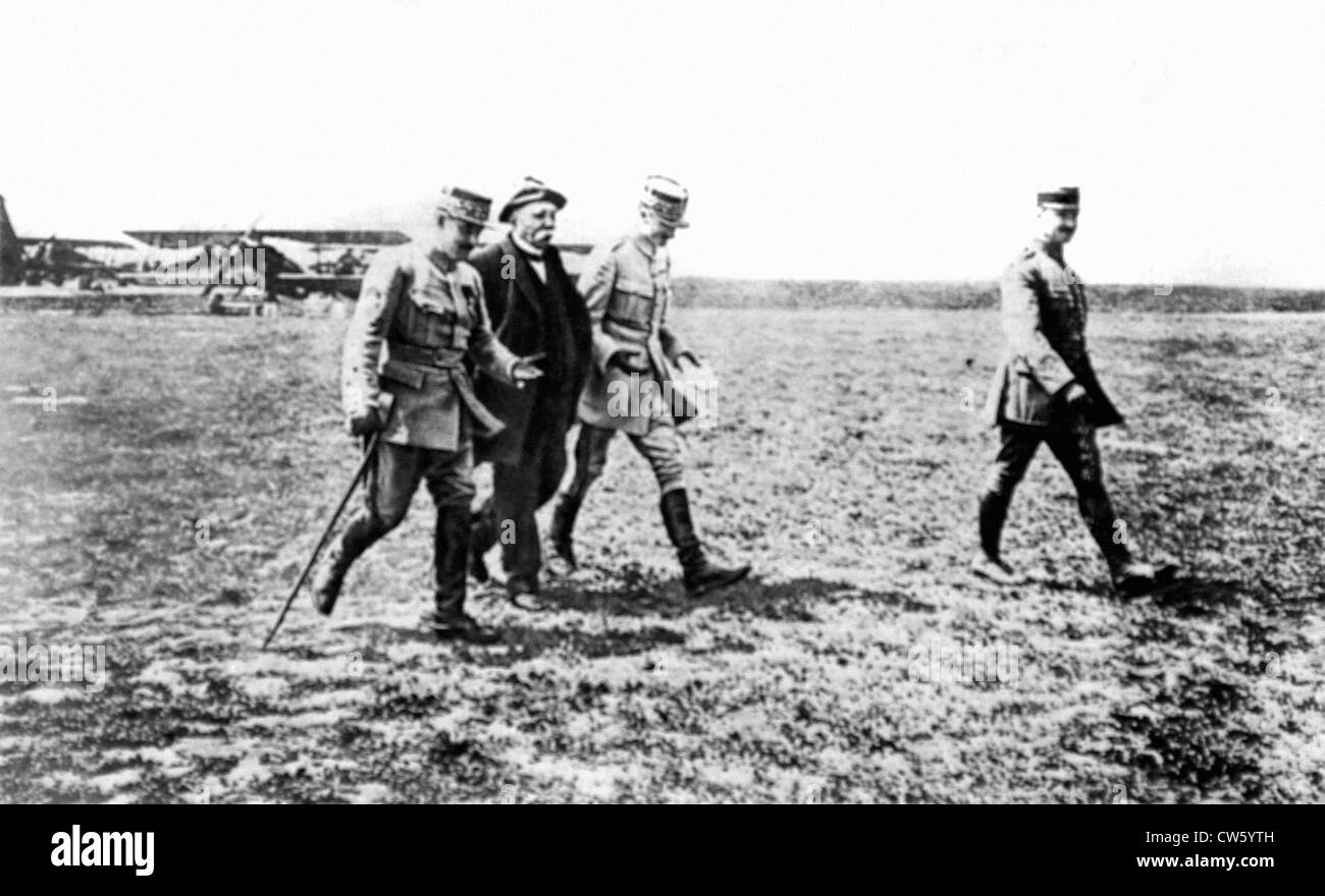 Weltkrieg I. Mr Clemenceau, Präsident des Rates, Jagdgeschwader zu besuchen Stockfoto