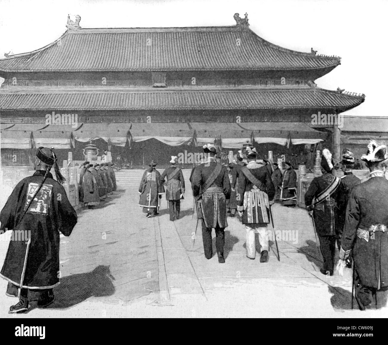 China. Ersten diplomatischen Empfang im Palast von Peking (1902) Stockfoto