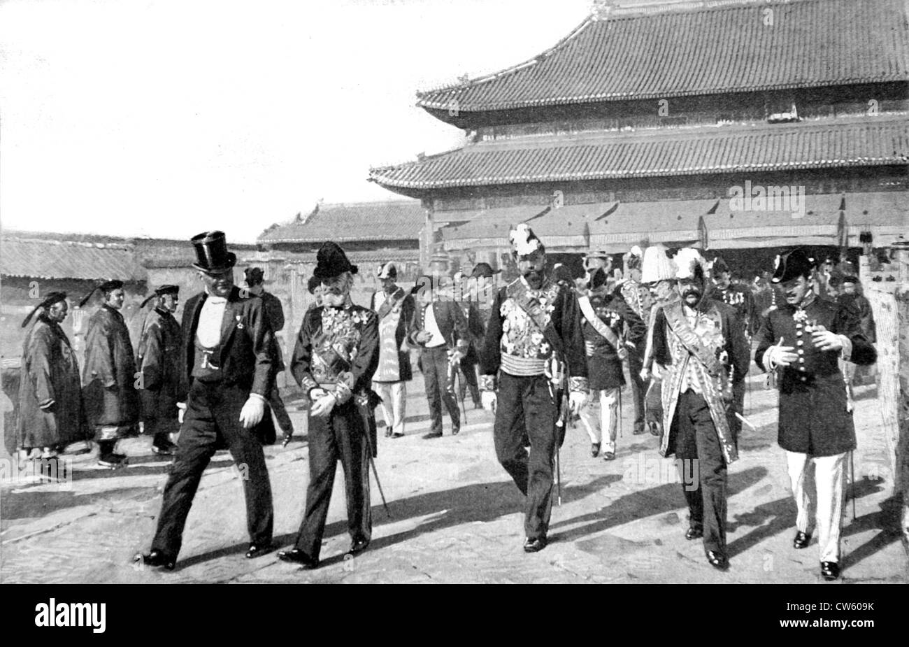 China. Ersten diplomatischen Empfang im Palast von Peking (1902) Stockfoto
