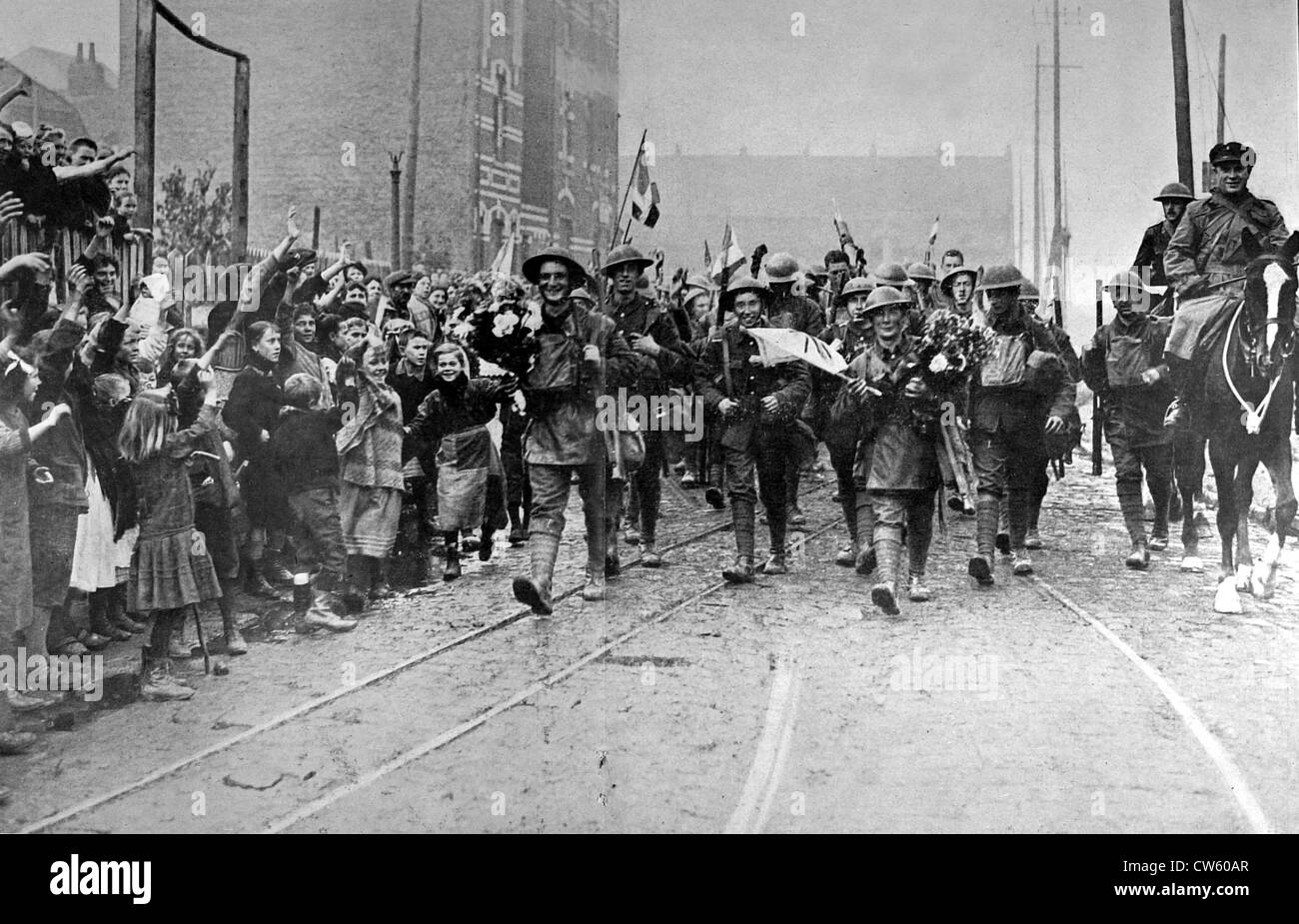 Ersten Weltkrieg. Die Befreiung von Lille (1918) Stockfoto
