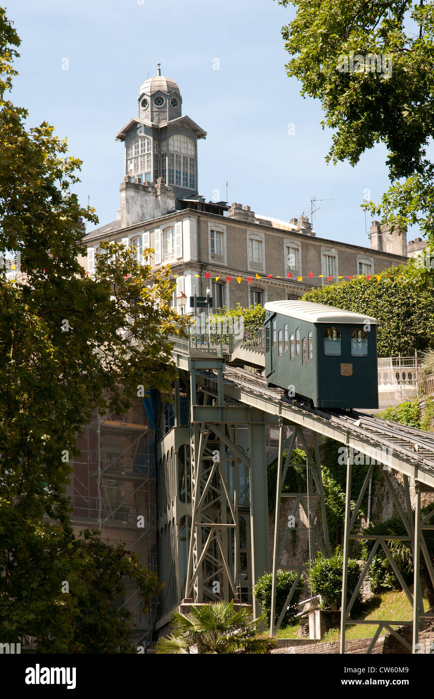 Französisch Standseilbahn zwischen Chateau de Pau und der Station im Südwesten Frankreichs Pau betreibt Stockfoto