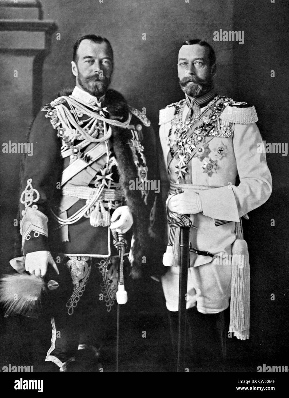 Nikolaus II., Kaiser von Russland, und George V, König von Großbritannien und Irland Stockfoto