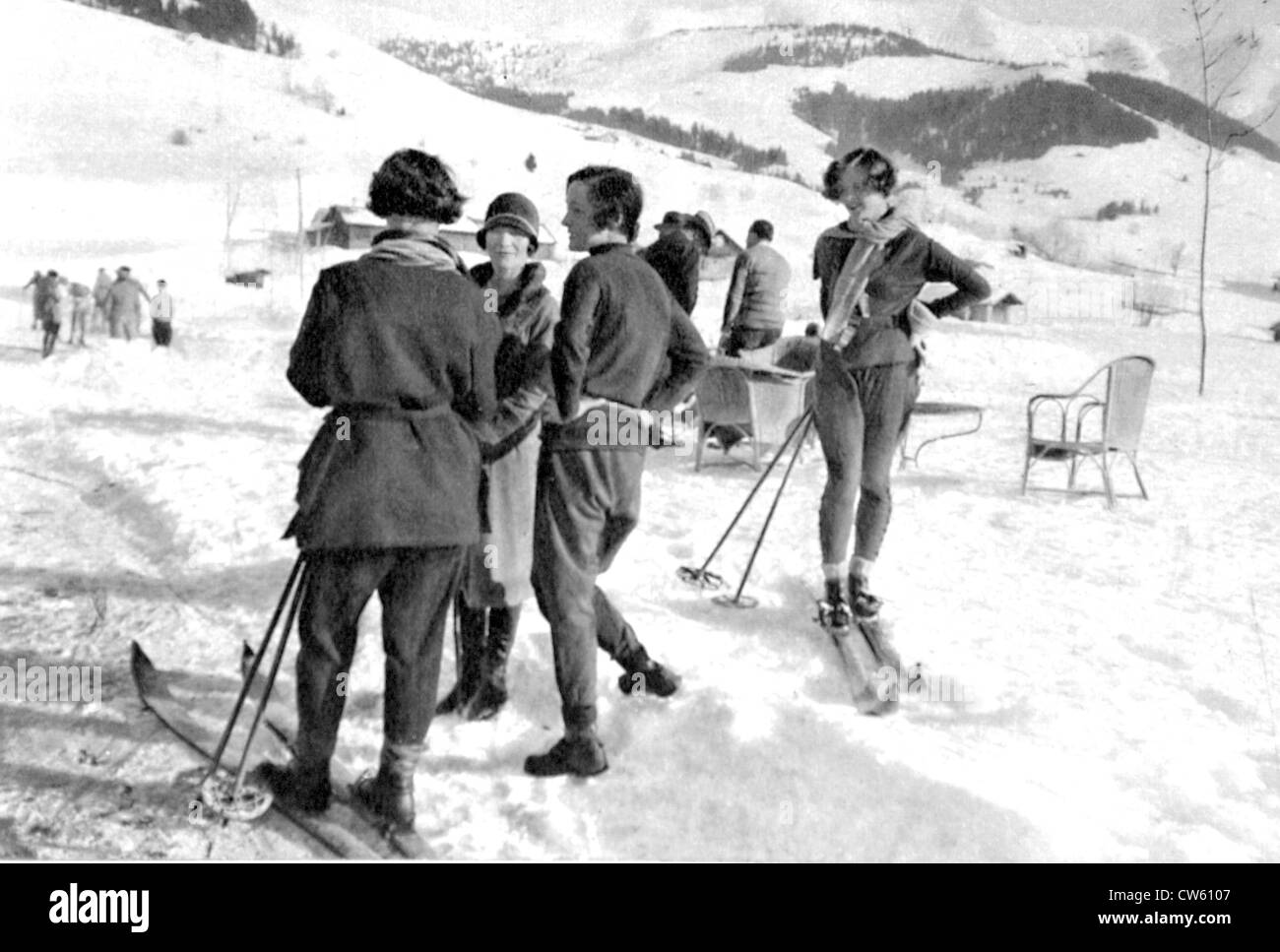 Wintersport in Megève (1927) Stockfoto