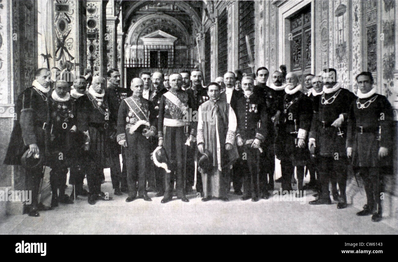 Empfang im Vatikan der französischen Sondermission zur Heiligsprechung von Jeanne d ' Arc (1920) Stockfoto