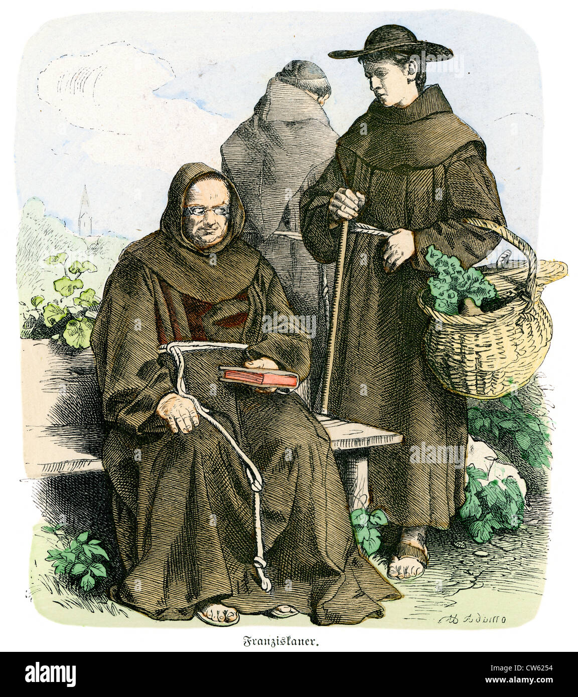 Franziskanermönche in Übergangszeit Kostüm Stockfoto
