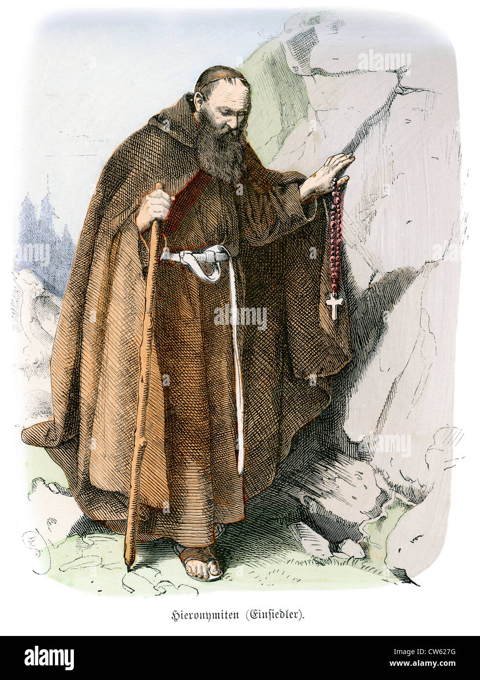 Hieronymites Monk in traditioneller Tracht. Hieronymus, oder die Reihenfolge des Heiligen Hieronymus Stockfoto