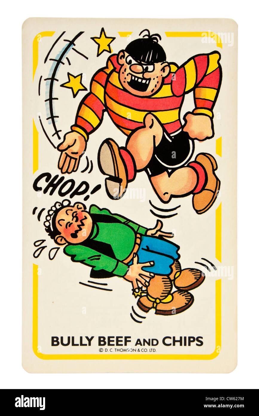 "Bully Beef und Chips" Karte aus dem Dandy Card Game von D.C. Thomson & Co Ltd Stockfoto