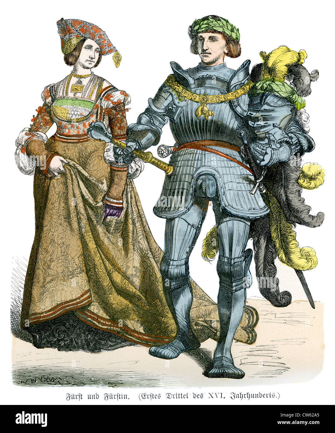 Deutscher Prinz und Prinzessin, erstes Drittel des 16. Jahrhunderts Stockfoto