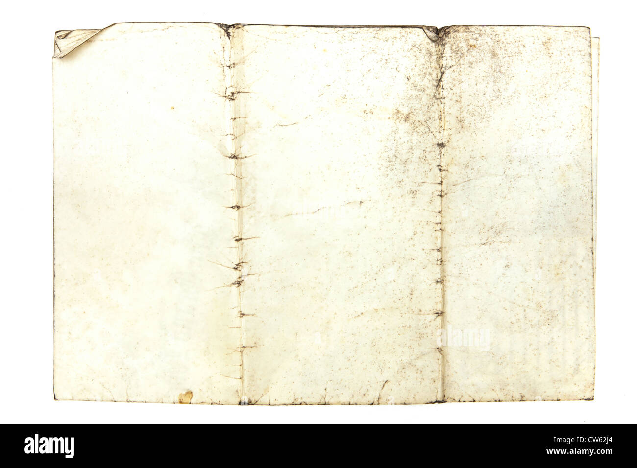 Grunge Papier isoliert auf weiss mit Falten Stockfoto