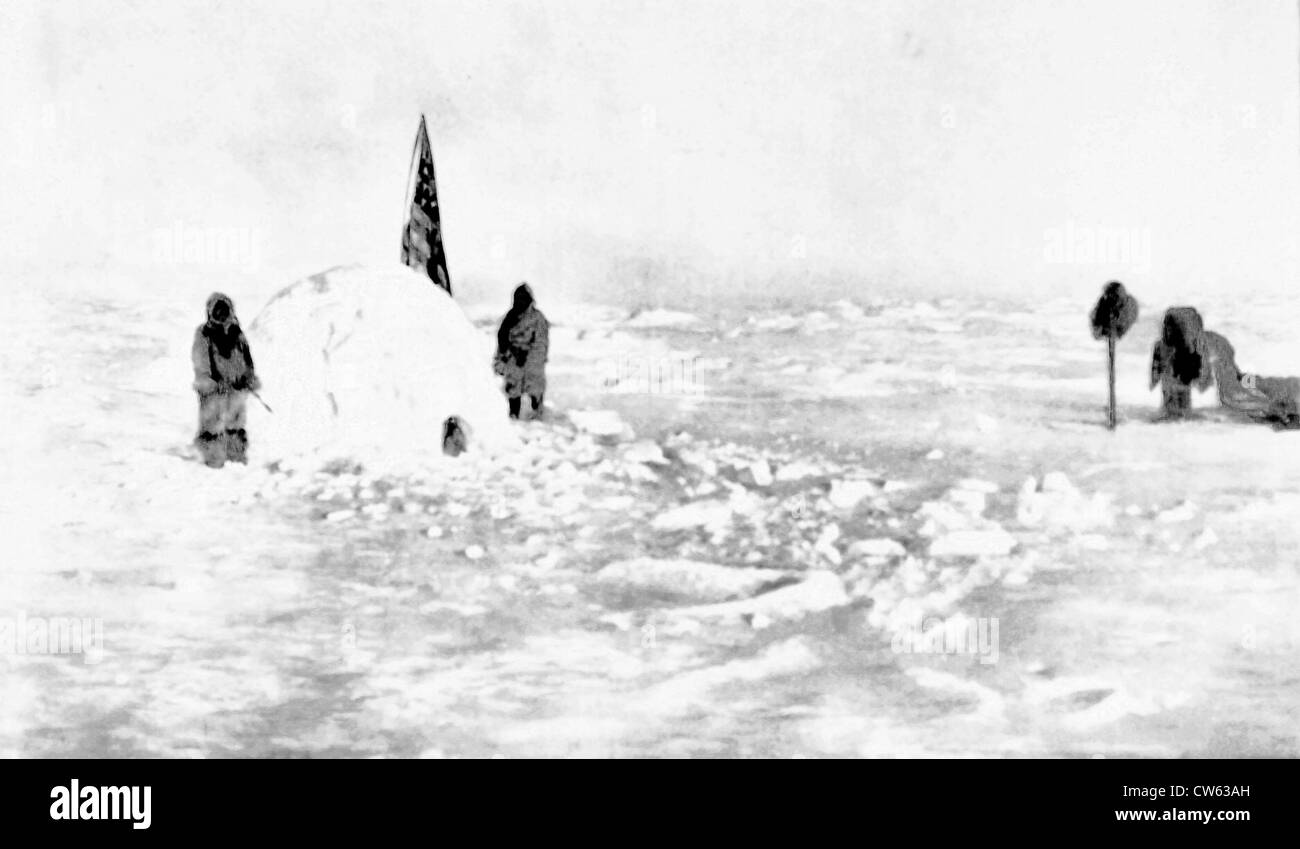 Eroberung des Nordpols. Foto von Dr. Cook (1908) Stockfoto