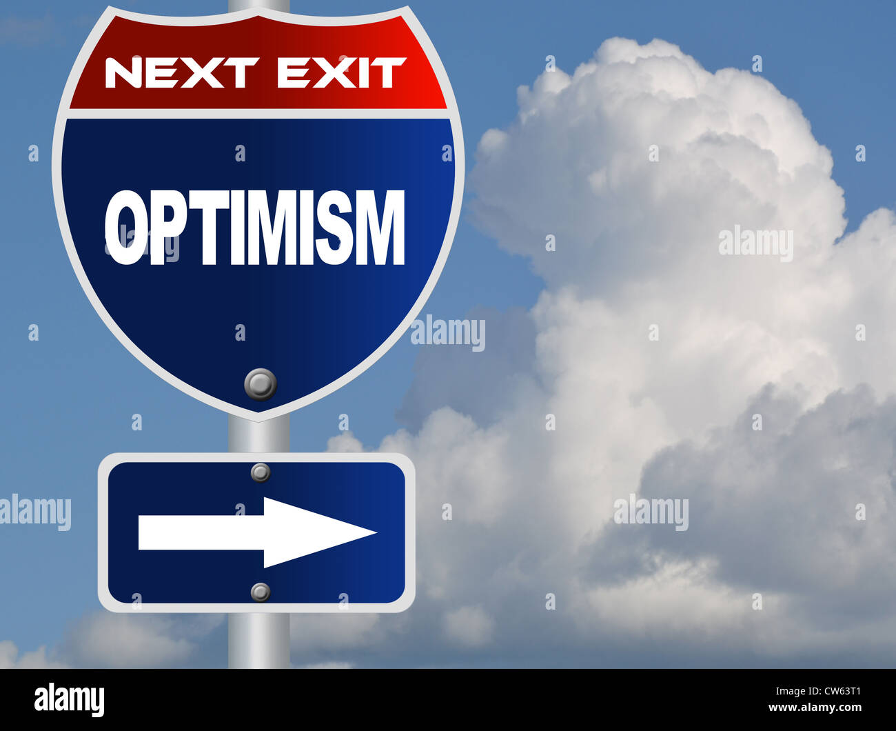 Optimismus-Straßenschild Stockfoto