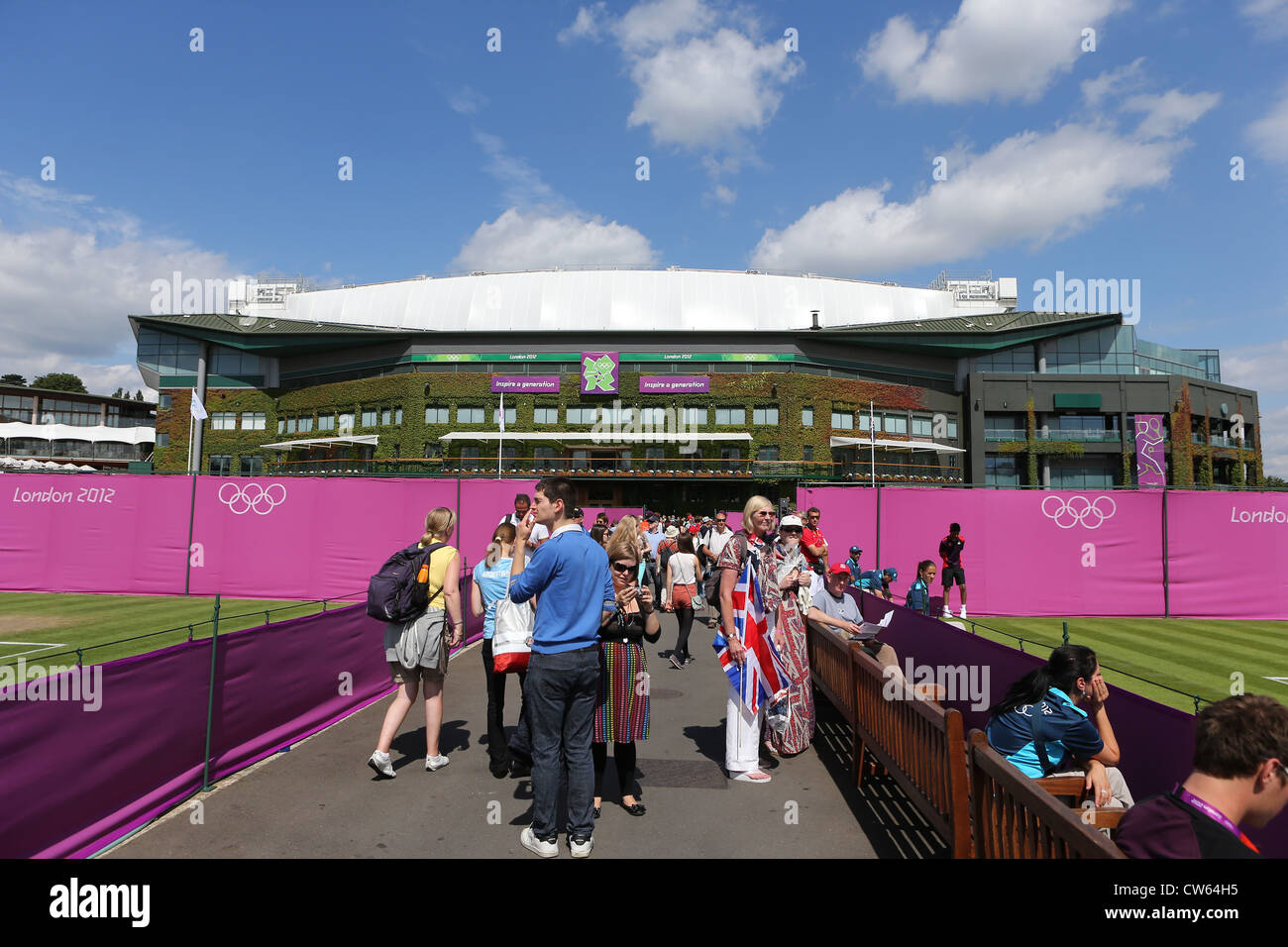 Übersicht des Olympischen Tennisturniers in Wimbledon, London 2012. Stockfoto