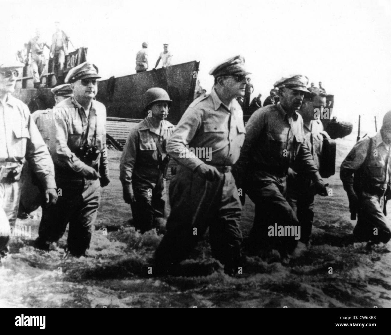 General MacArthur kehrt zurück auf die Philippinen, Lingayen (1945) Stockfoto