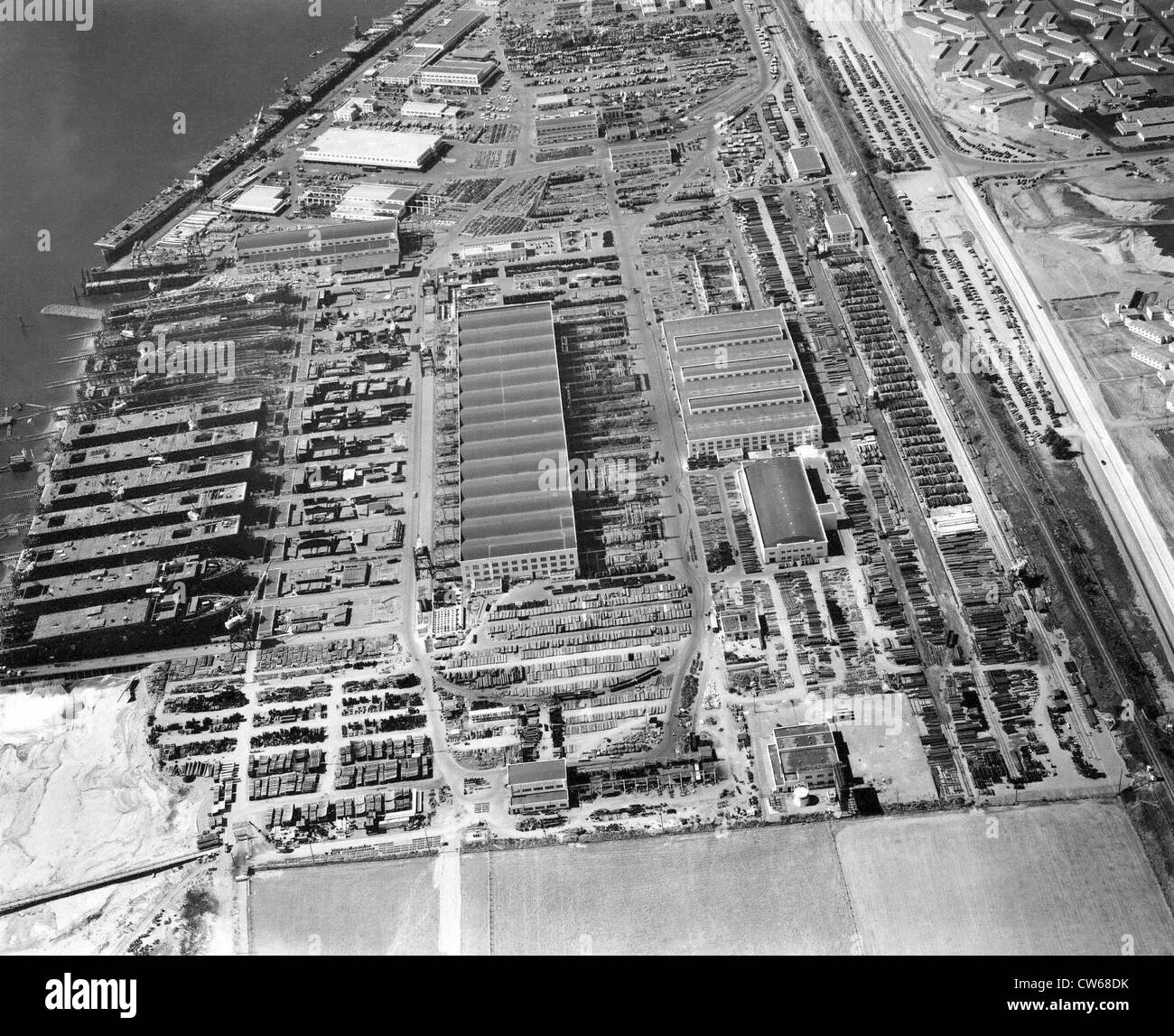 Luftaufnahme der Kaiser Werften in Vancouver, Washington Stockfoto