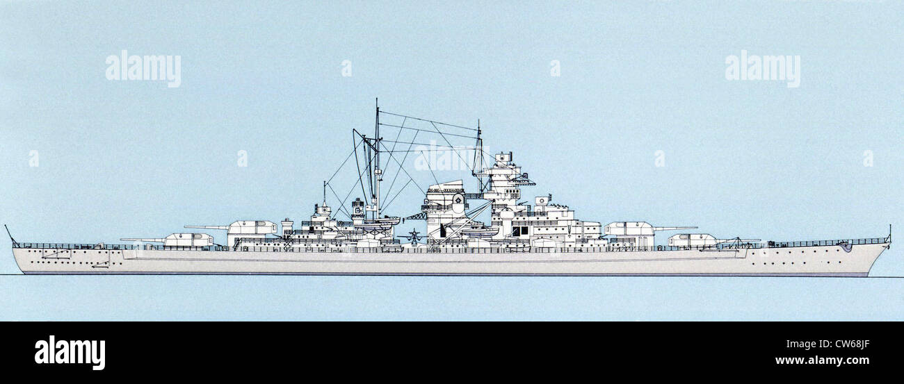 Das deutsche Schlachtschiff "Bismarck", dem zweiten Weltkrieg. Stockfoto