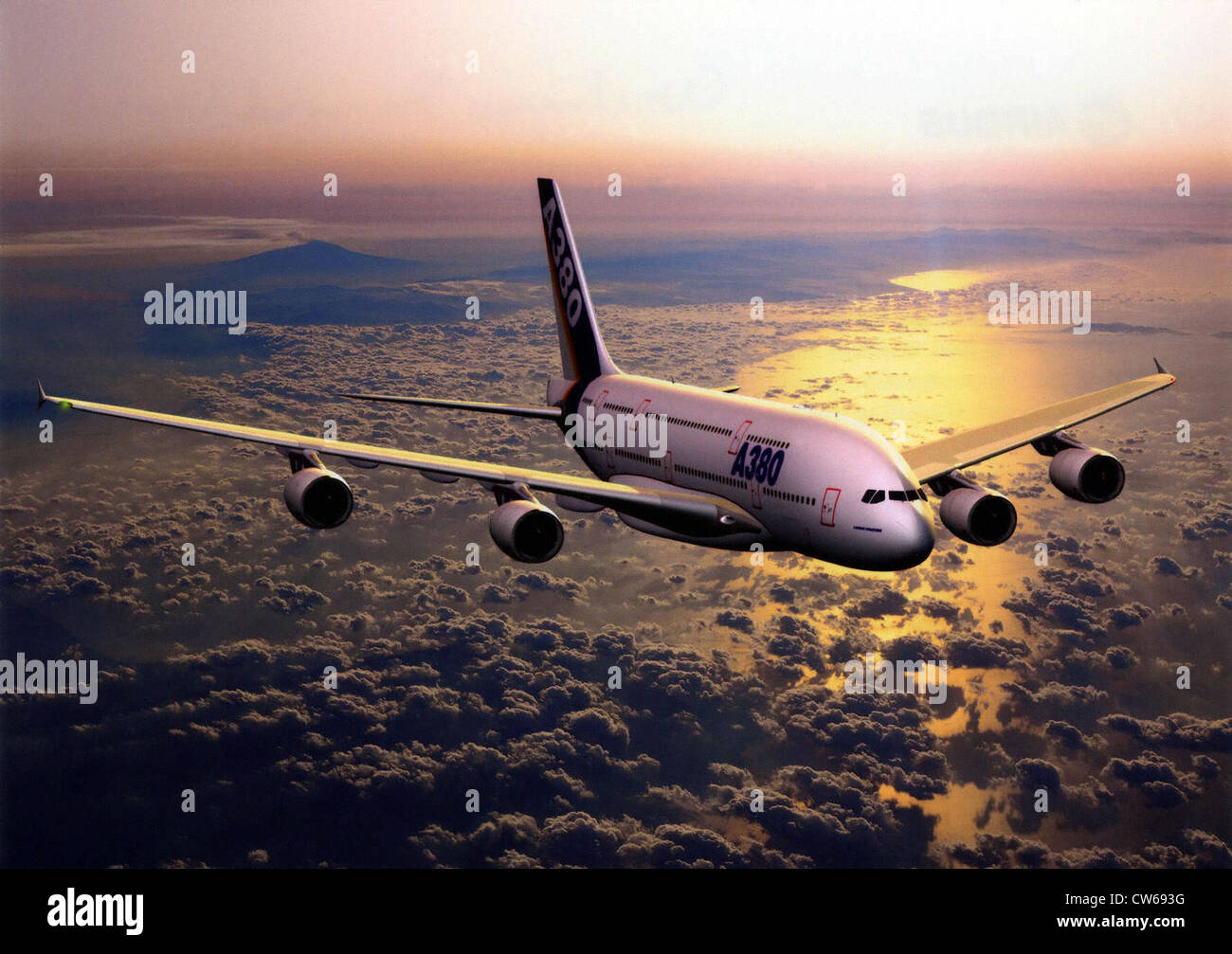 Projekt für ein Passagierflugzeug des europäischen Airbus a-380 Stockfoto