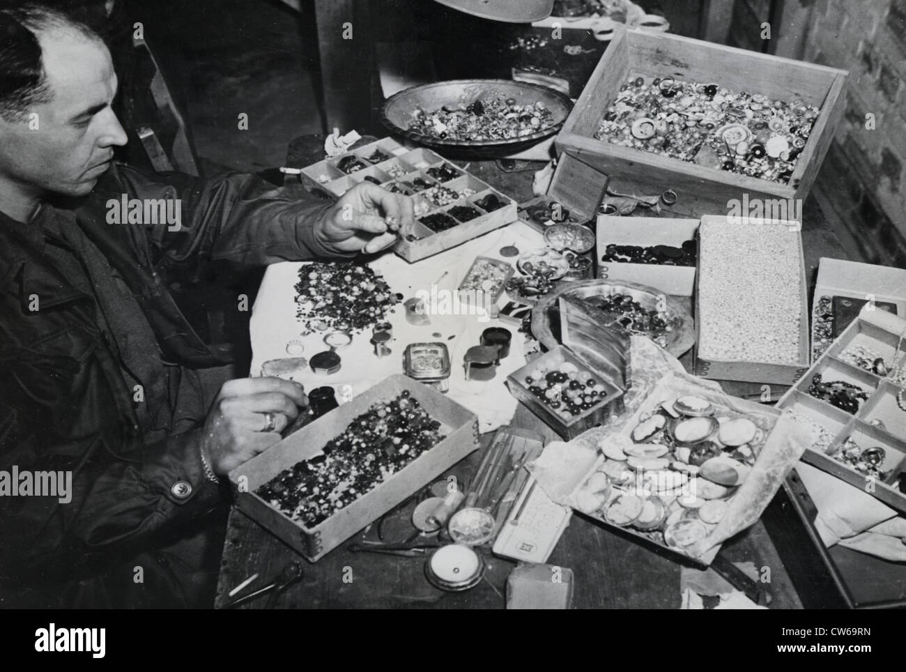 Deutsche Beute vom KZ Buchenwald Gräueltat Opfer (April 1945) Stockfoto